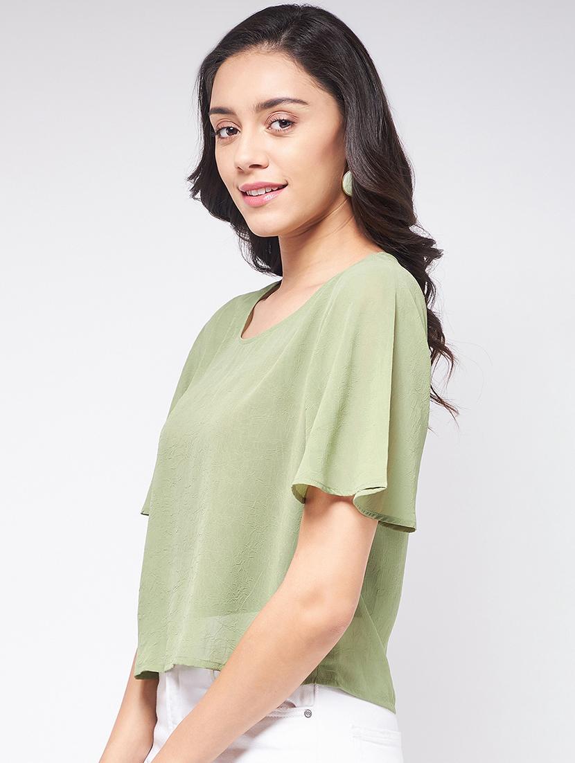 green chiffon regular top - 21651101 - Standard Image - 1