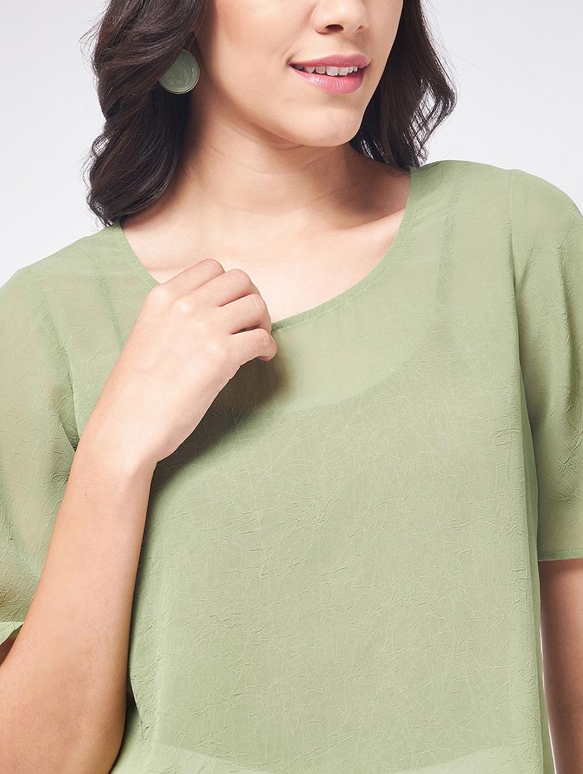 green chiffon regular top - 21651101 - Standard Image - 4