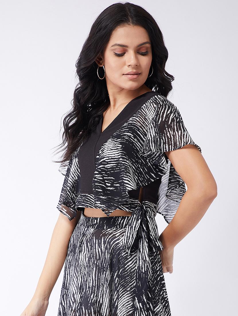 women printed batwing sleeves crop top - 21651117 -  Standard Image - 1