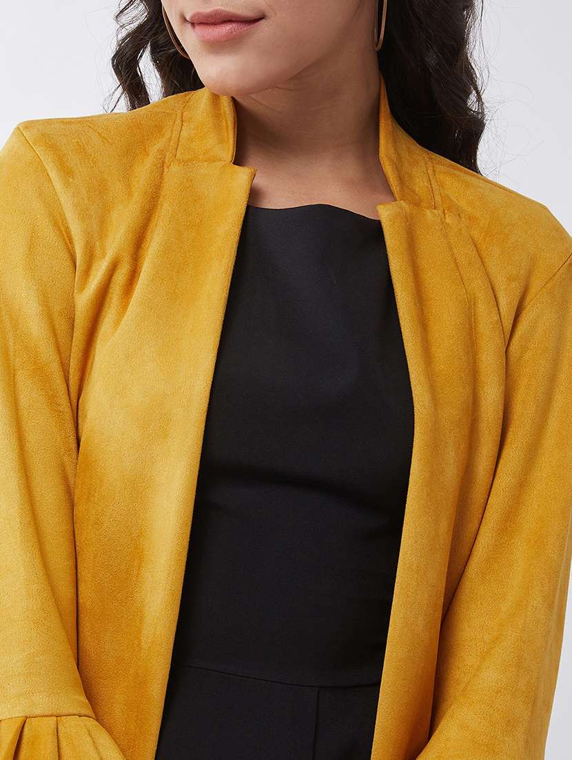 women solid long sleeves casual blazer - 21651154 -  Standard Image - 4
