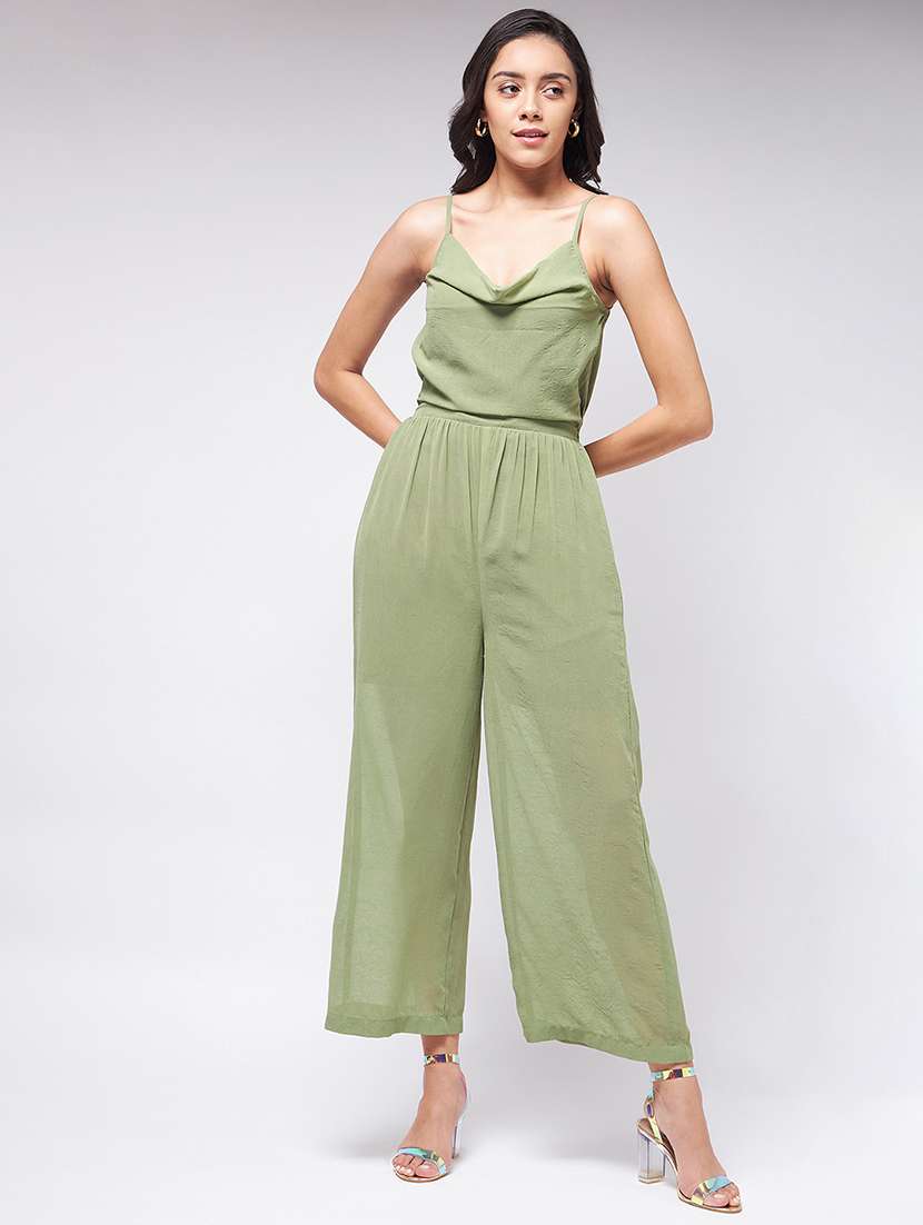 women solid sleeveless full length jumpsuit