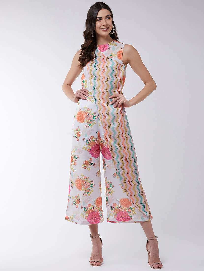 women solid sleeveless calf length jumpsuit