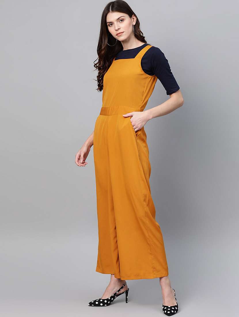women solid full length jumpsuit with t-shirt - 21651202 -  Standard Image - 1