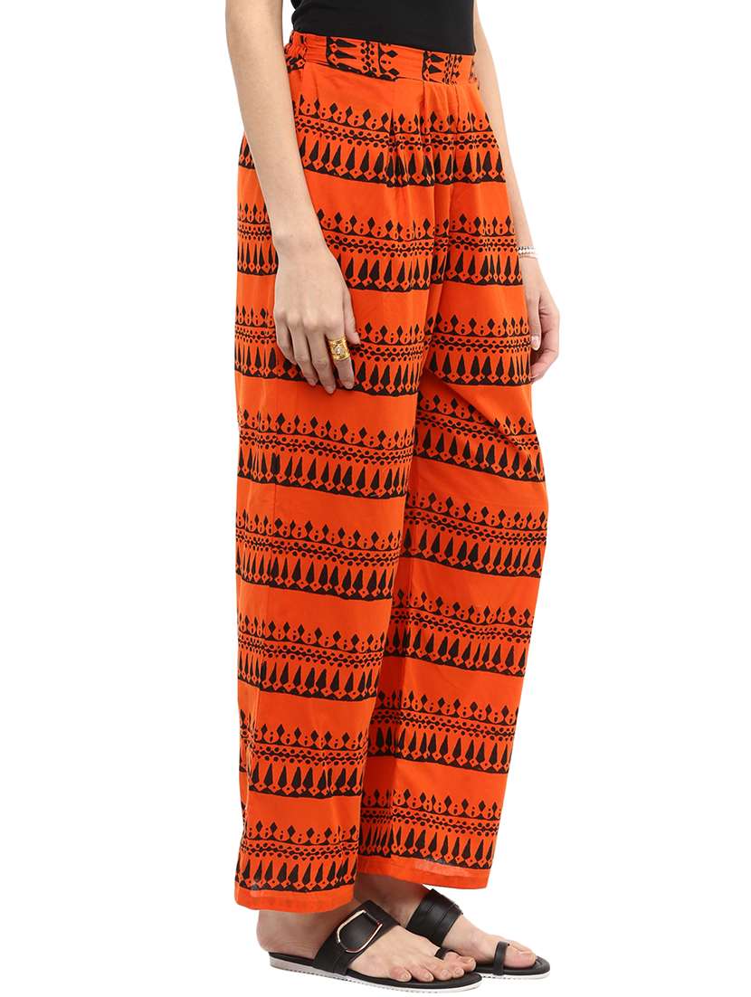 women printed mid rise relexed fit trouser - 21651214 -  Standard Image - 1