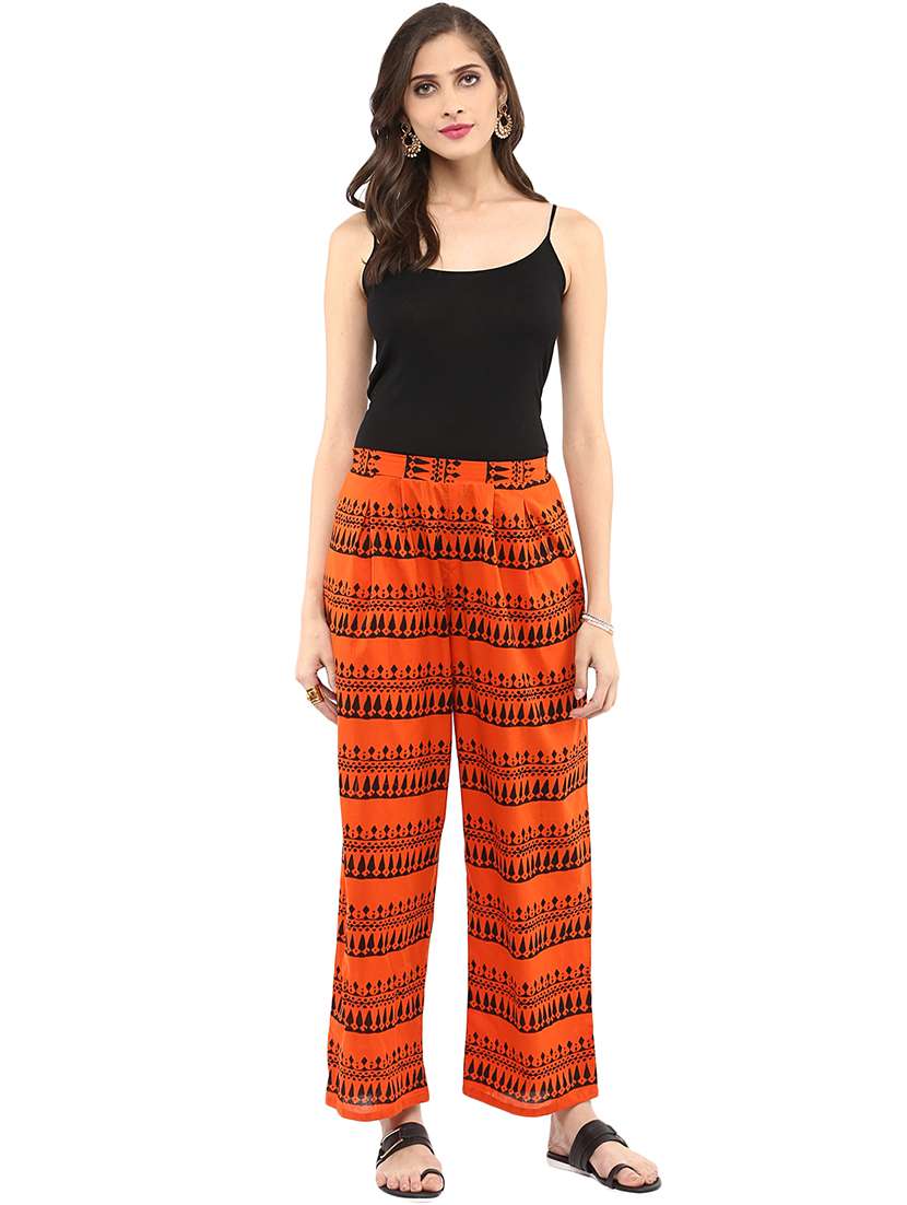 women printed mid rise relexed fit trouser - 21651214 -  Standard Image - 4