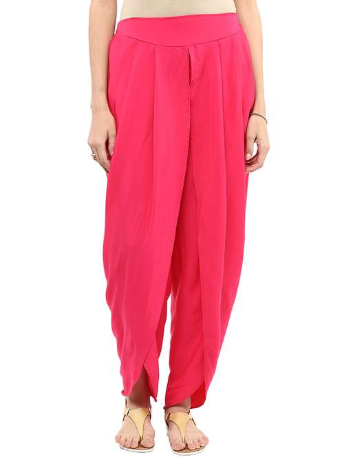 women pink solid harem trousers  - 21651217 -  Standard Image - 0