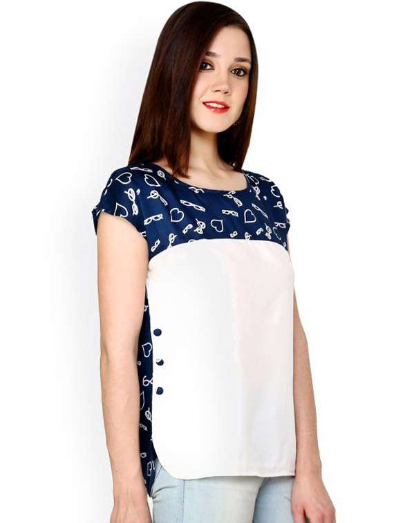 women color block short sleeve regular top - 21651252 -  Standard Image - 1