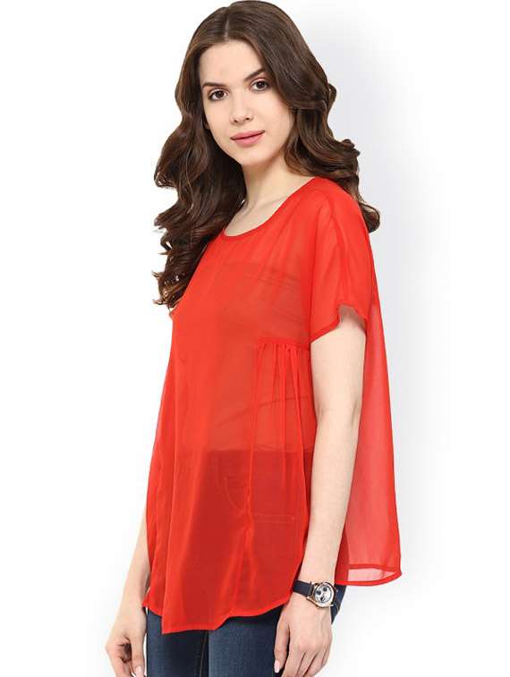 women red solid short sleeve top - 21651256 -  Standard Image - 1