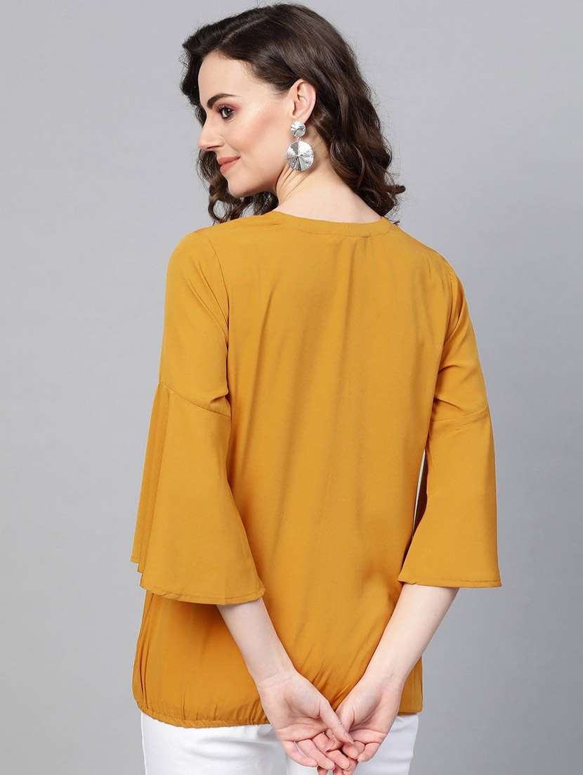 women solid bell sleeves regular top - 21651276 - Standard Image - 1