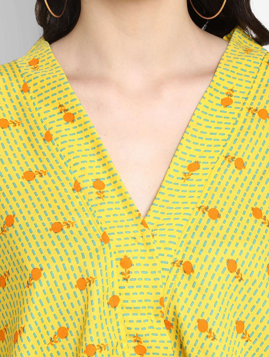 women yellow printed v neck crop top - 21651288 -  Standard Image - 4