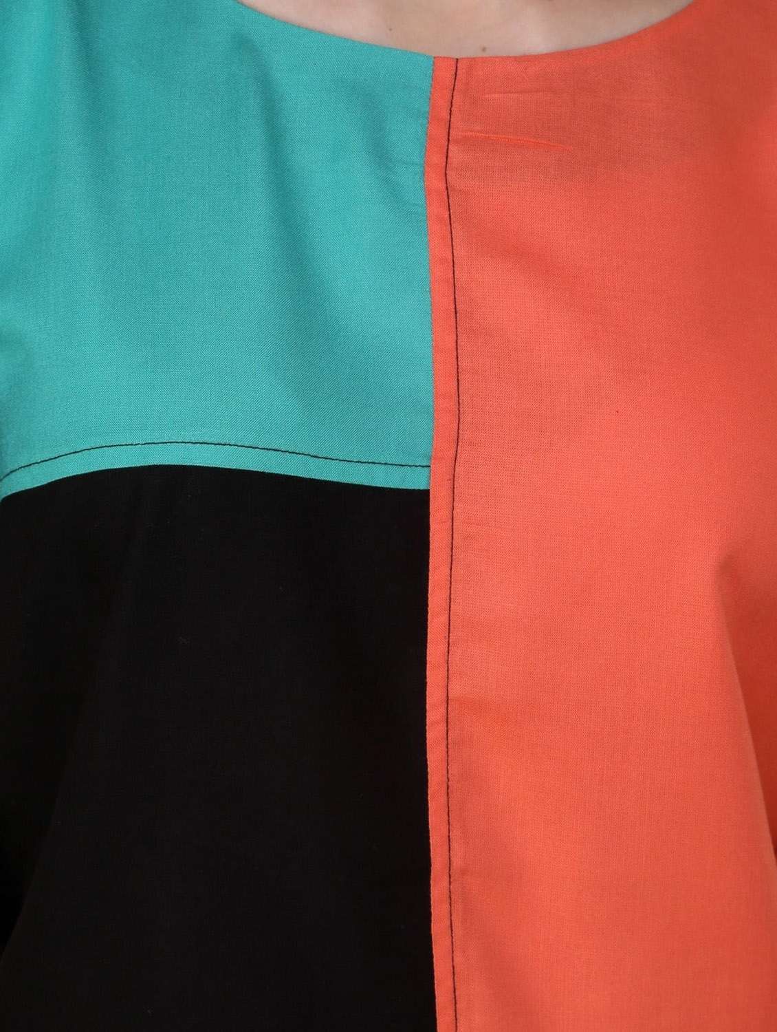 women color block short sleeve regular top - 21651316 -  Standard Image - 4