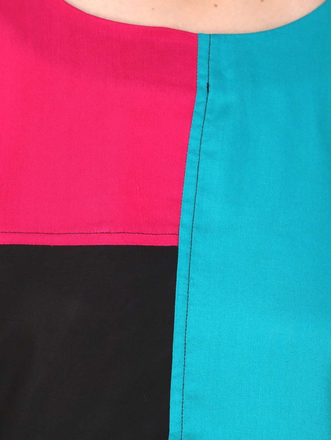 women color block short sleeve regular top - 21651317 -  Standard Image - 4