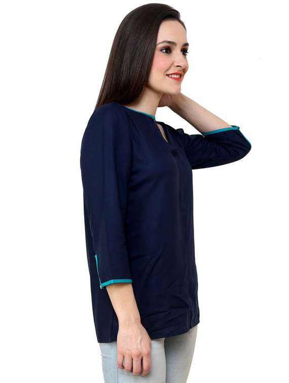 blue rayon regular top - 21651320 - Standard Image - 1