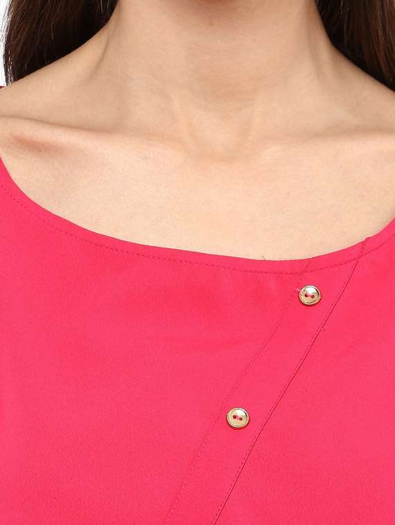 women solid cap sleeves regular top - 21651321 -  Standard Image - 4