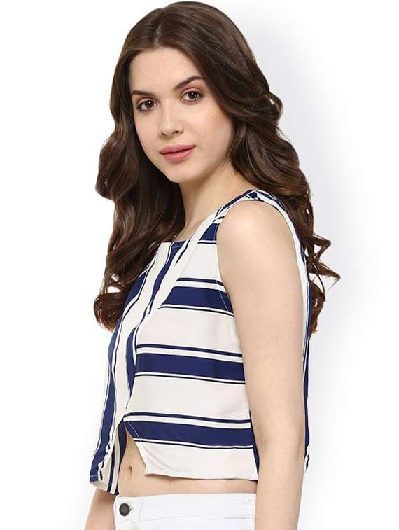 women white printed round neck crop top - 21651340 -  Standard Image - 1