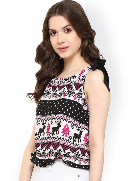 women multi color printed round neck regular top - 21651342 -  Standard Image - 1