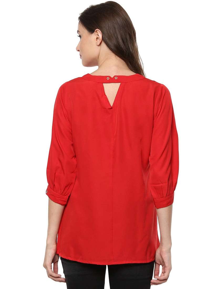 women solid puff sleeves regular top - 21651352 -  Standard Image - 1
