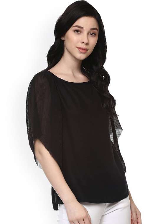 women black solid round neck top - 21651388 -  Standard Image - 1