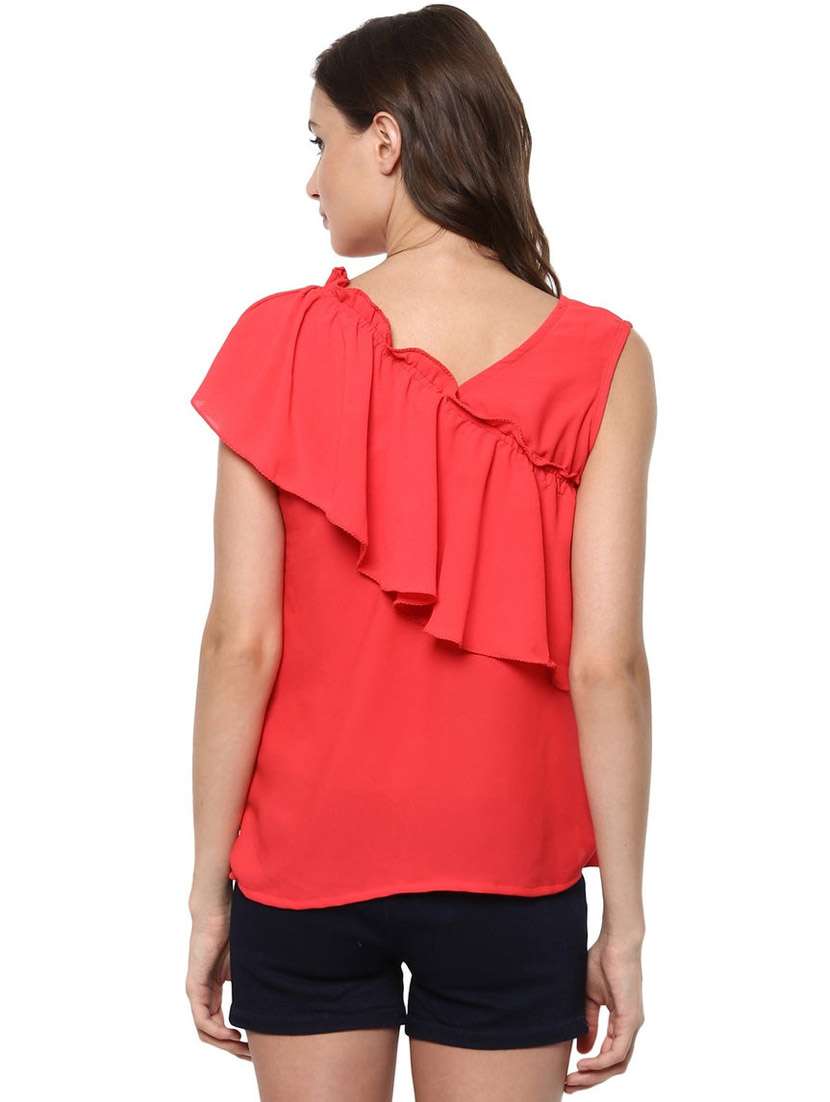women solid v neck regular top - 21651394 -  Standard Image - 1