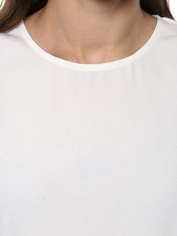 women solid cold shoulder sleeve top - 21651397 - Standard Image - 4