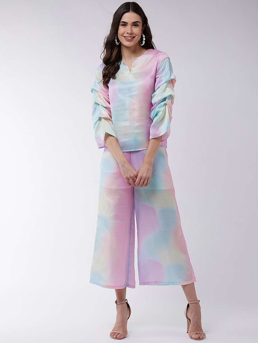 women multi color top and trousers co-ords set