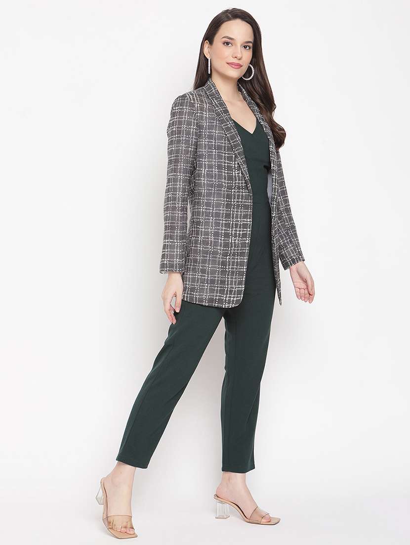women grey printed full sleeve coat - 21651435 -  Standard Image - 1