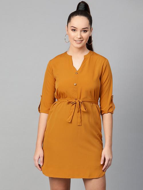 women solid mandarin neck sheath dress - 21651498 - Standard Image - 0