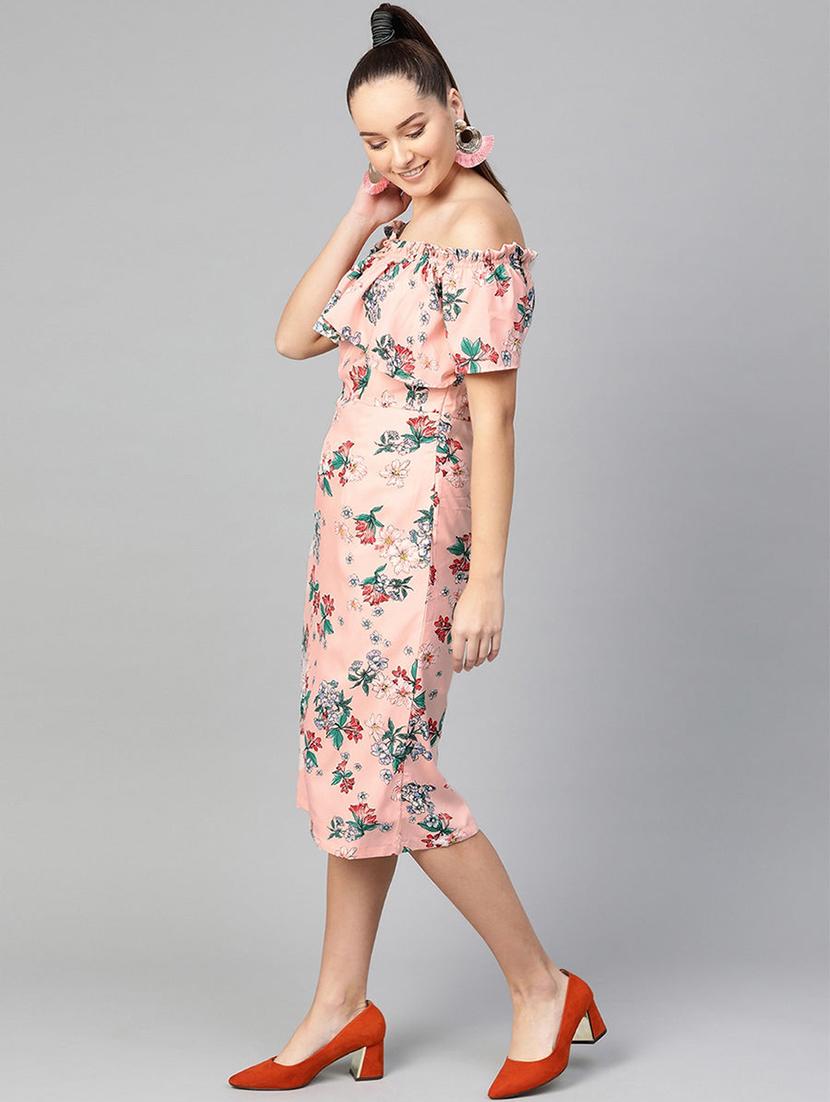 women floral print off shoulder sheath dress - 21651505 -  Standard Image - 1