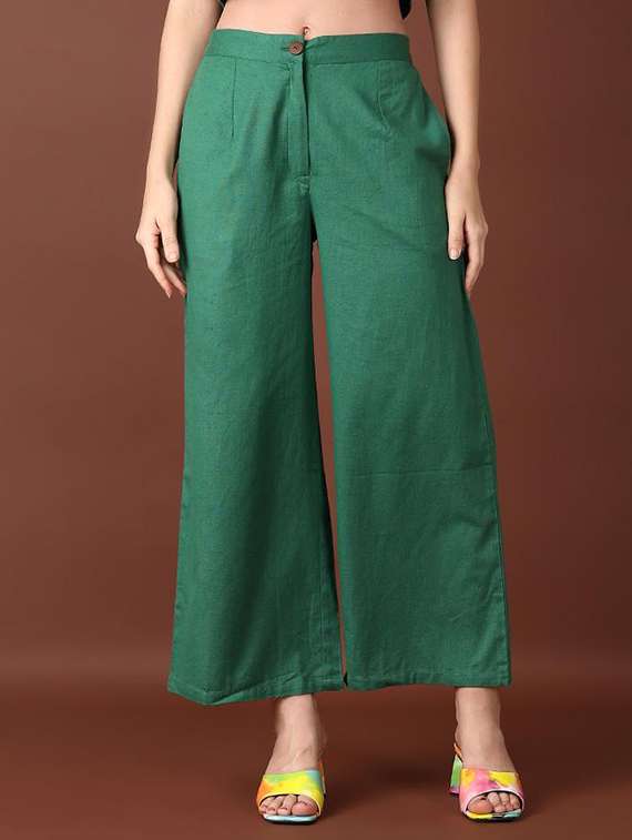 women solid mid rise ankle length trouser - 21651524 -  Standard Image - 1