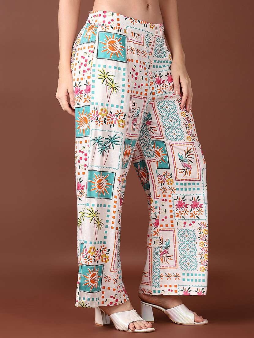 women mid rise printed wide leg trouser - 21651529 -  Standard Image - 1