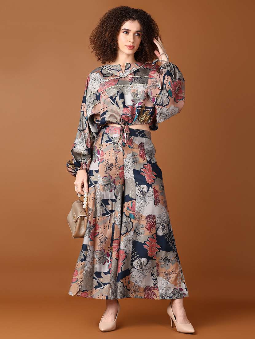 women printed top and trouser co-ord set