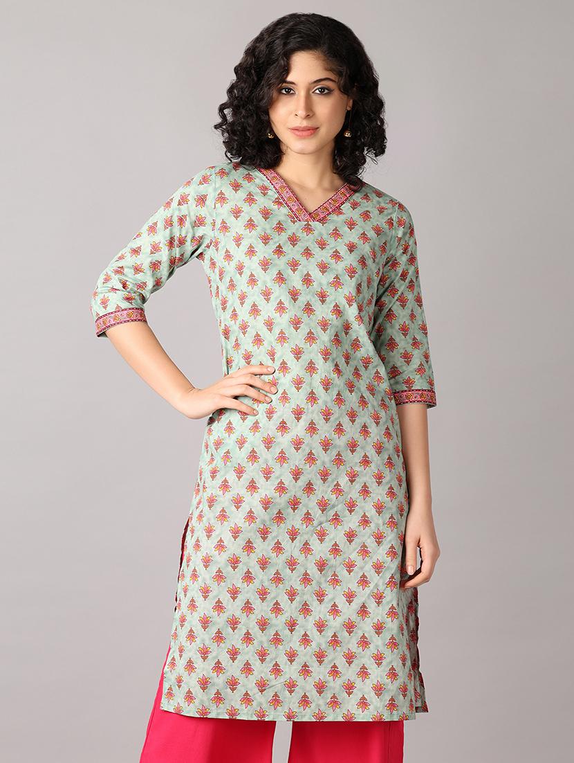 women three quarter sleeve straight kurta - 21651552 -  Zoom Image - 0
