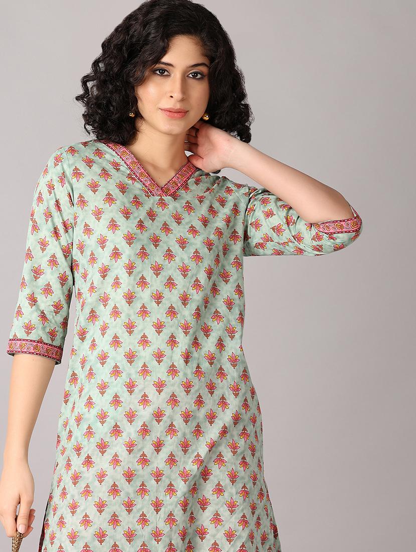 women three quarter sleeve straight kurta - 21651552 - Standard Image - 4