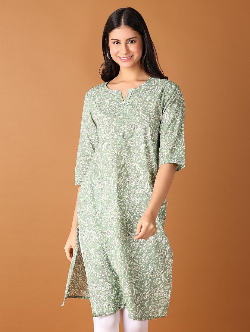 women three quarter sleeve straight kurta - 21651553 - Zoom Image - 0