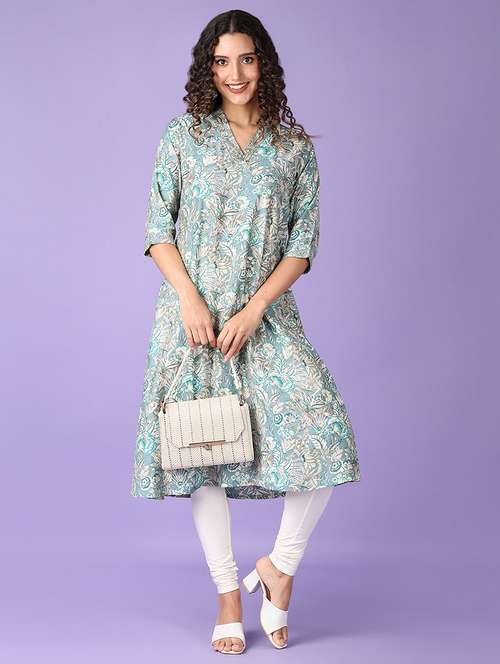 women three quarter sleeve a-line kurta - 21651557 -  Standard Image - 0