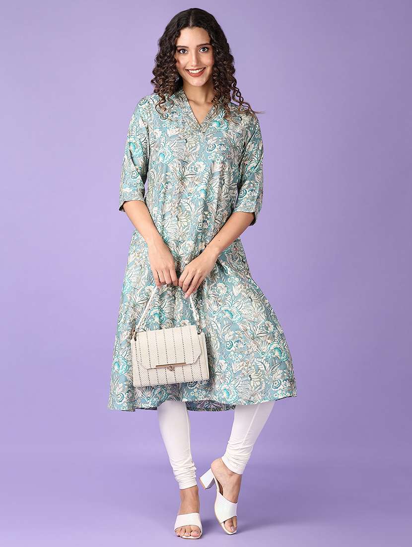 women three quarter sleeve a-line kurta - 21651557 -  Zoom Image - 0