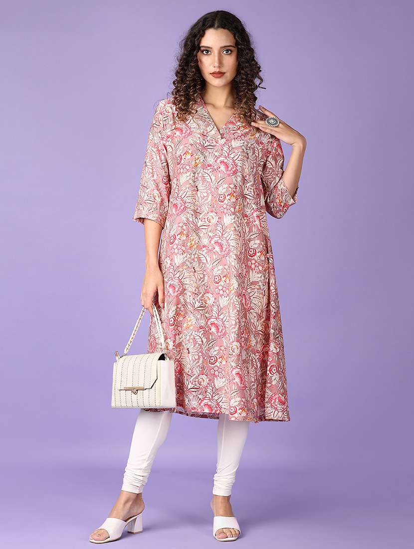 women three quarter sleeve a-line kurta - 21651558 - Zoom Image - 0