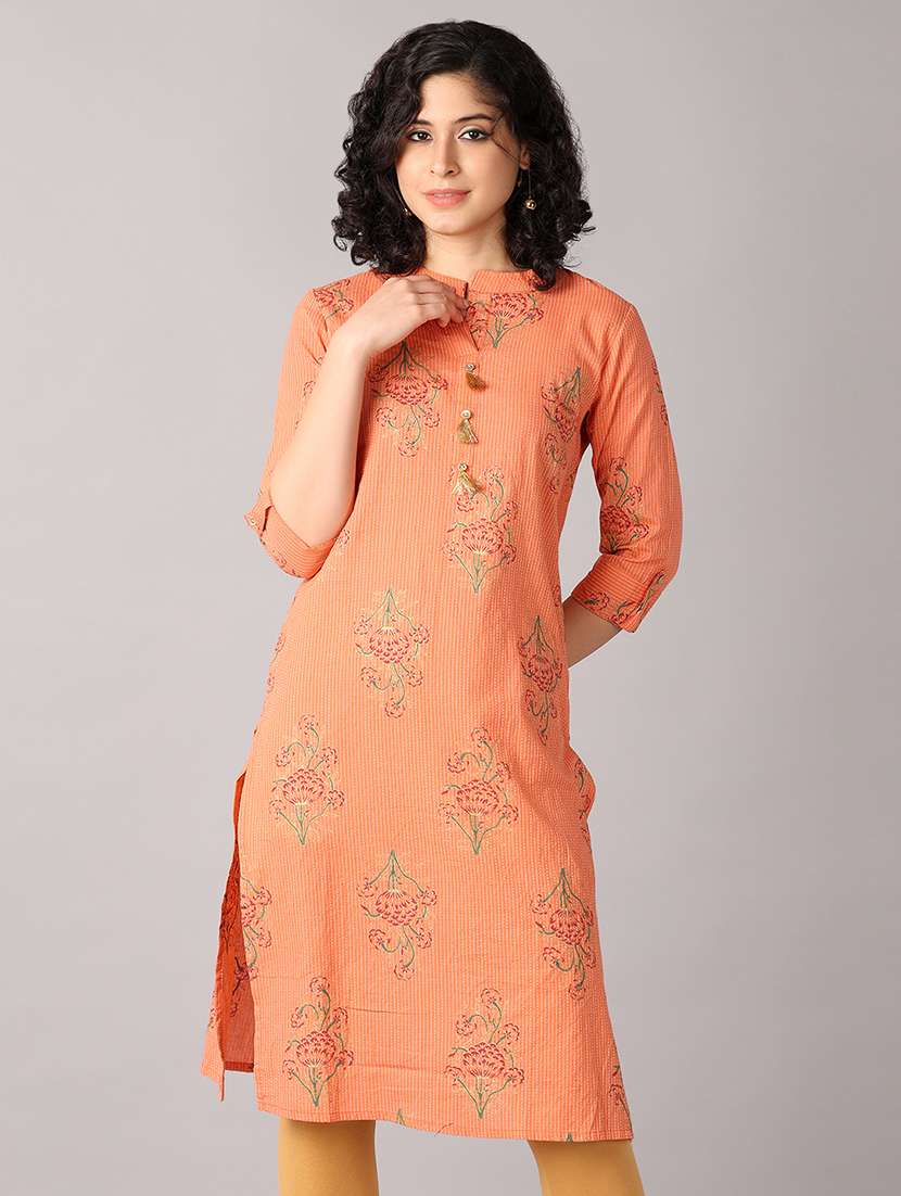women three quarter sleeve straight kurta