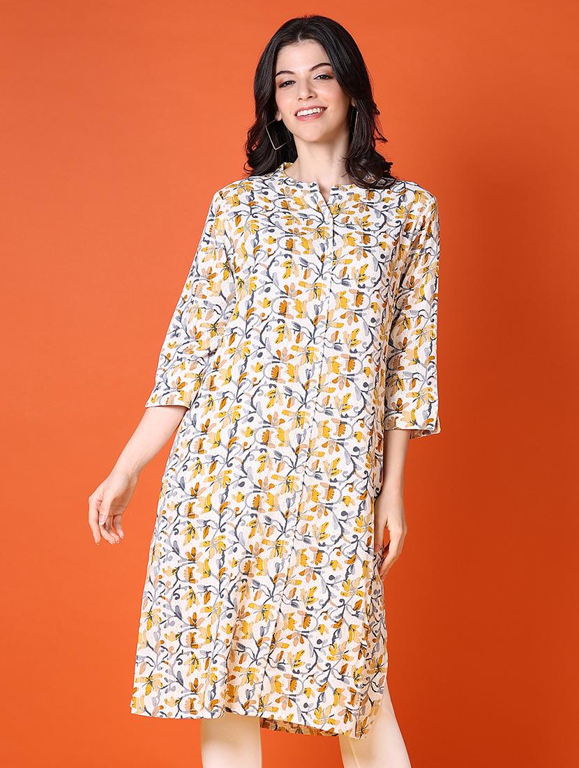 women three quarter sleeve straight kurta - 21651565 -  Standard Image - 1