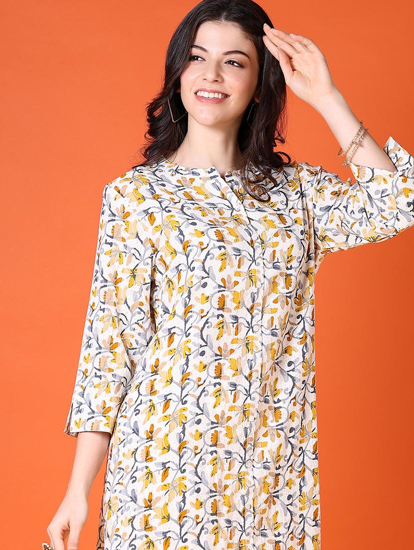 women three quarter sleeve straight kurta - 21651565 - Standard Image - 4