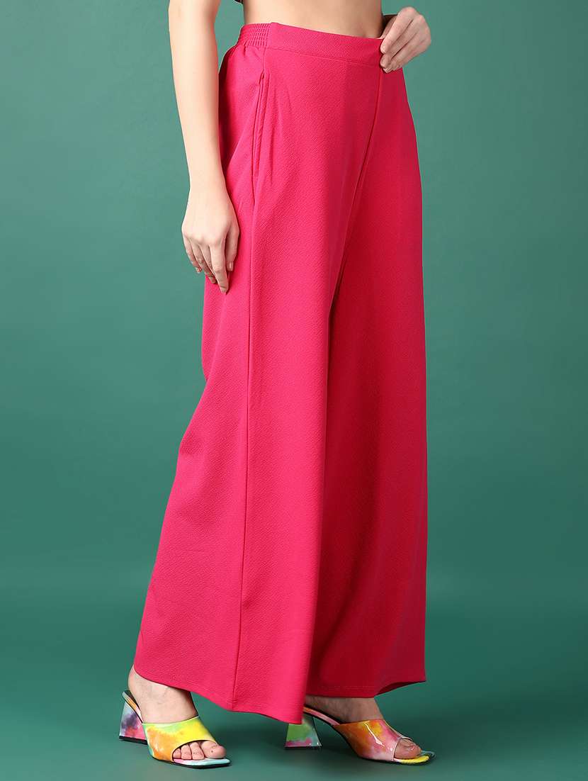 women mid rise solid wide leg trouser - 21651578 -  Standard Image - 1
