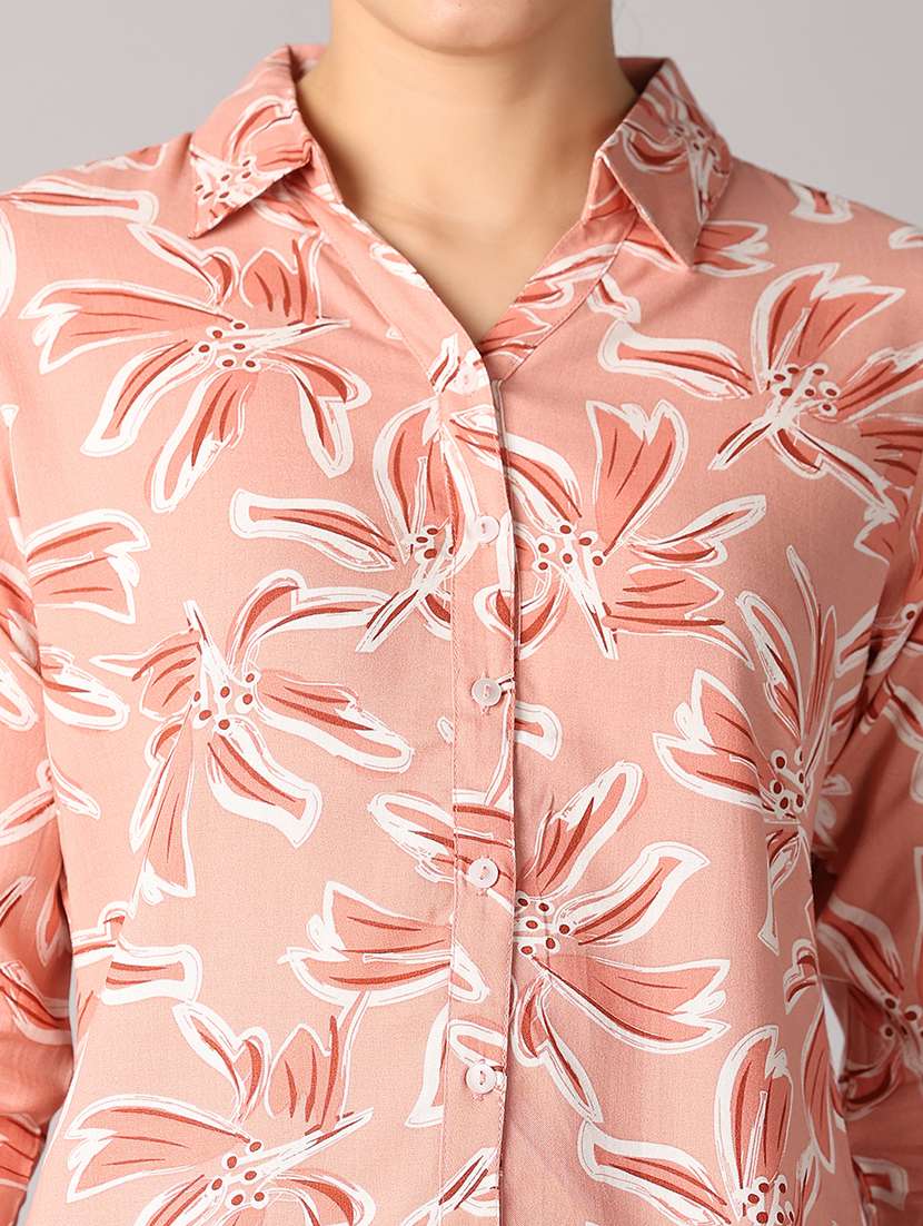 women peach printed regular shirt - 21651582 -  Standard Image - 4