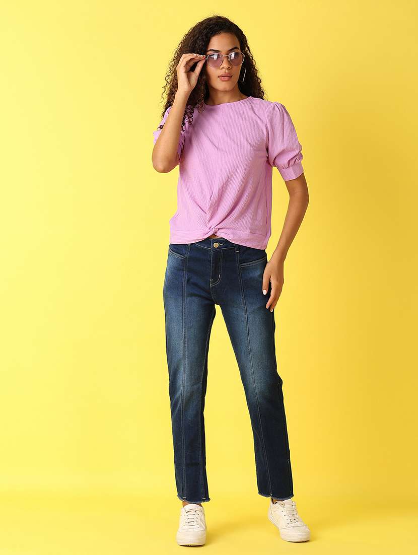 women round neck solid regular top - 21651588 -  Standard Image - 4