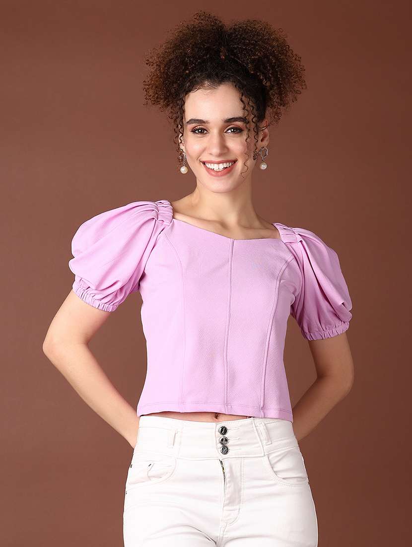 women sweeteat neck solid crop top
