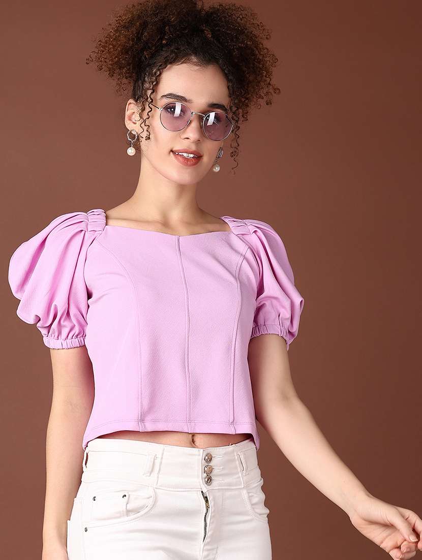 women sweeteat neck solid crop top - 21651591 -  Standard Image - 1
