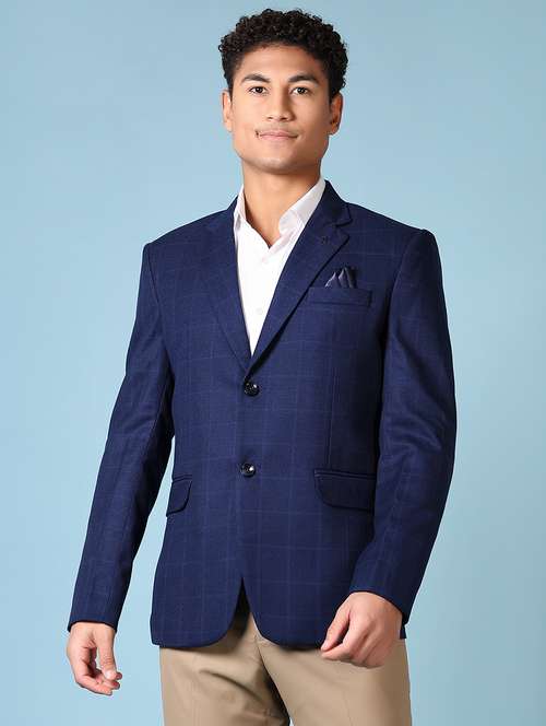 men long sleeves checkered single breasted casual blazer - 21651609 -  Standard Image - 0