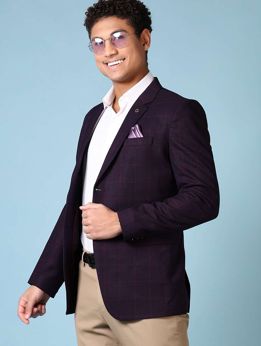 men long sleeves checkered single breasted casual blazer - 21651610 -  Standard Image - 1