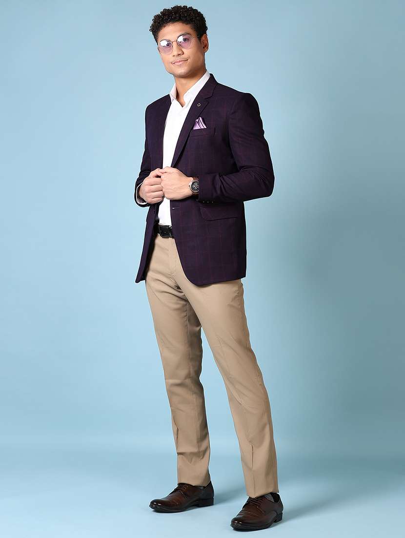 men long sleeves checkered single breasted casual blazer - 21651610 -  Standard Image - 4