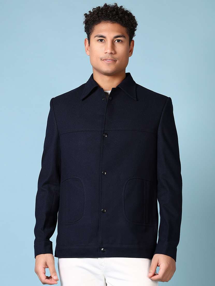 men solid single breasted long sleeve blazer