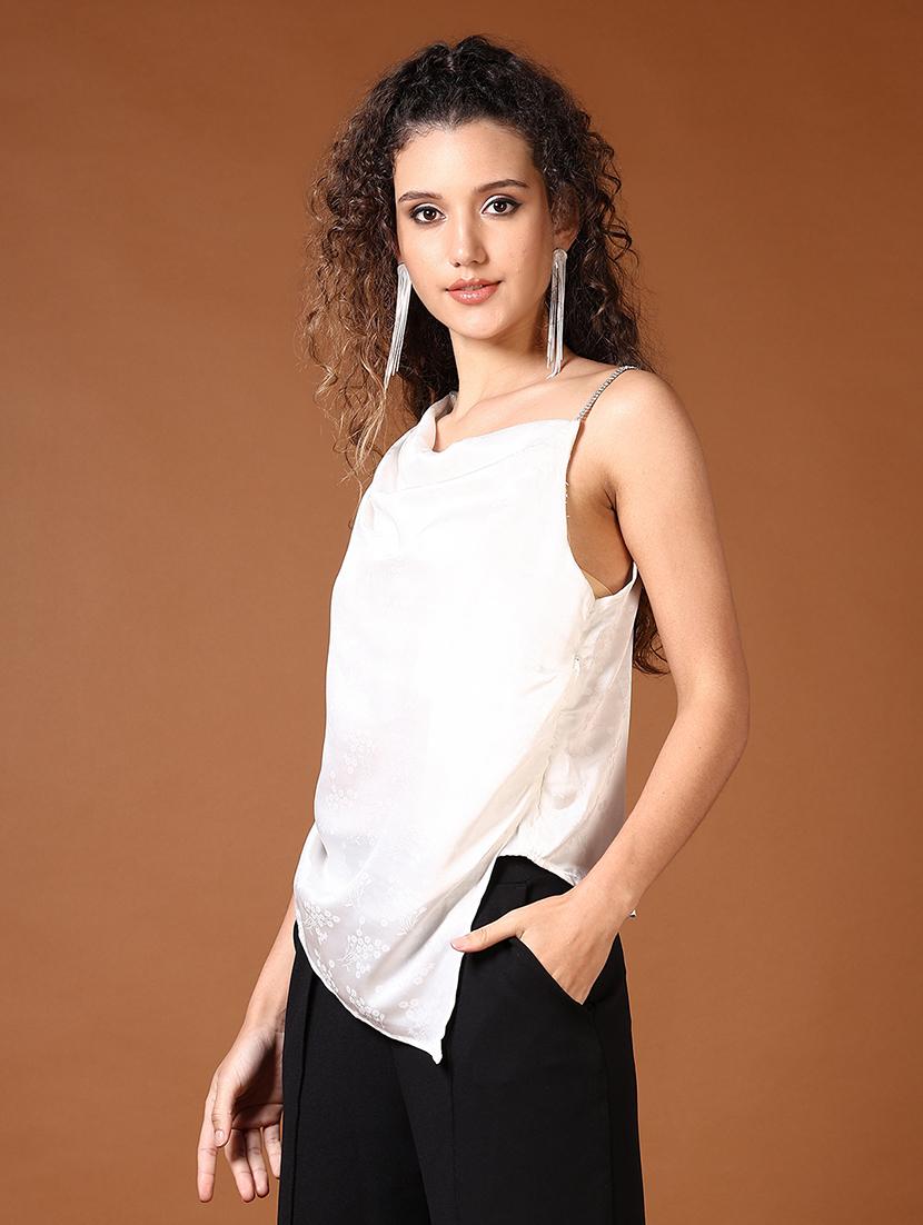 women floral shoulder strap sleeve regular top - 21651623 - Standard Image - 1